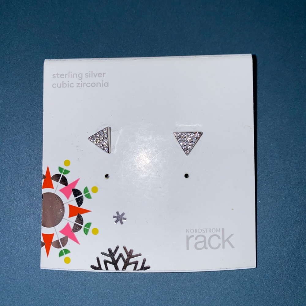 NWT Sterling Silver CZ Triangle Studs